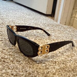 Balenciaga Sunglasses with Brown and Black Frame and Gold Detailing